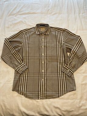 Tommy Bahama Jeans Brown and White Plaid Long Sleeve Button-Up Shirt Men’s  L